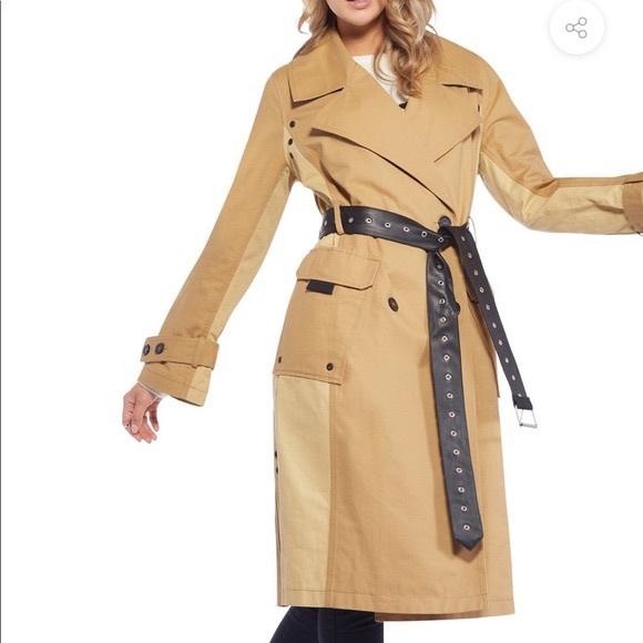 Avec Les Filles Colorblock Cotton Trench w/ Belt - Picture 8 of 8